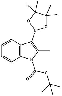 tert-Butyl 2-methyl-3-(4,4,5,5-tetramethyl-1,3,2-dioxaborolan-2-yl)-1H-indole-1-carboxylate Structure