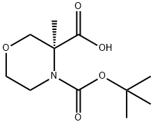 (S)-N-Boc-3-methylmorpholine-3-carboxylic acid 구조식 이미지