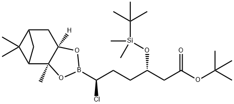 (3S,6S)-tert-butyl 3-(tert-butyldimethylsilyloxy)-6-chloro-6-[(2S,6R)-2,9,9-trimethyl-3,5-dioxa-4-boratricyclo[6.1.1.02,6]decan-4-yl]hexanoate Structure