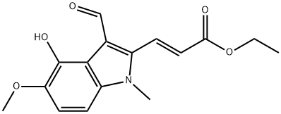 ethyl (E)-3-(3-formyl-4-hydroxy-5-methoxy-1-methyl-1H-indol-2-yl)acrylate Structure