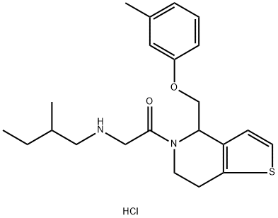 2-(2-methylbutylamino)-1-[4-[(3-methylphenoxy)methyl]-6,7-dihydro-4H-thieno[3,2-c]pyridin-5-yl]ethanone:hydrochloride Structure