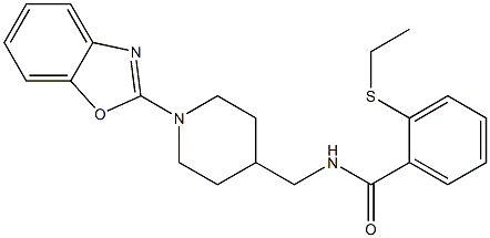 N-[[1-(1,3-benzoxazol-2-yl)piperidin-4-yl]methyl]-2-ethylsulfanylbenzamide 구조식 이미지