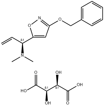 (S)-1-(3-(benzyloxy)isoxazol-5-yl)-N,N-dimethylprop-2-en-1-aminium 3-carboxy-2,3-dihydroxypropanoate 구조식 이미지