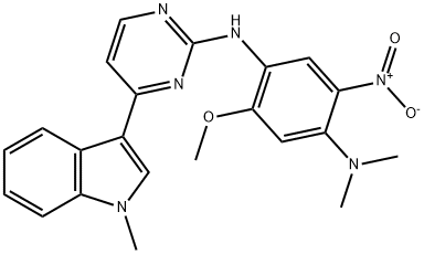 1,4-Benzenediamine, 5-methoxy-N1,N1-dimethyl-N4-[4-(1-methyl-1H-indol-3-yl)-2-pyrimidinyl]-2-nitro- 구조식 이미지