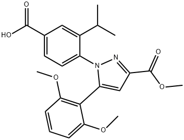4-5-(2,6-Dimethoxyphenyl)-3-(methoxycarbonyl)-1H-pyrazol-1-yl-3-(propan-2-yl)benzoic acid 구조식 이미지