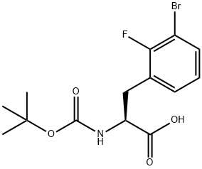 3-(3-bromo-2-fluorophenyl)-2-{[(tert-butoxy)carbonyl]amino}propanoic acid 구조식 이미지