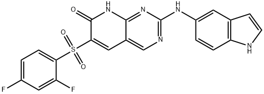 2-(1H-indol-5-ylamino)-6-(2,4-difluorophenylsulfonyl)pyrido[2,3-d]pyrimidin-7(8H)-one Structure