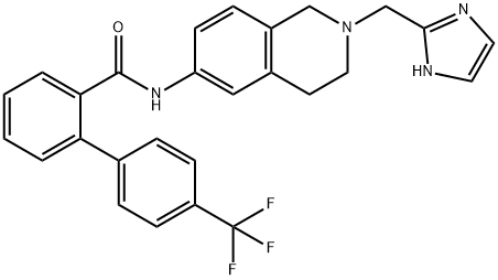 [1,1'-Biphenyl]-2-carboxamide, N-[1,2,3,4-tetrahydro-2-(1H-imidazol-2-ylmethyl)-6-isoquinolinyl]-4'-(trifluoromethyl)- 구조식 이미지