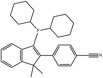 4-[3-(dicyclohexylphosphino)-1,1-dimethyl-1H-inden-2-yl]Benzonitrile 구조식 이미지