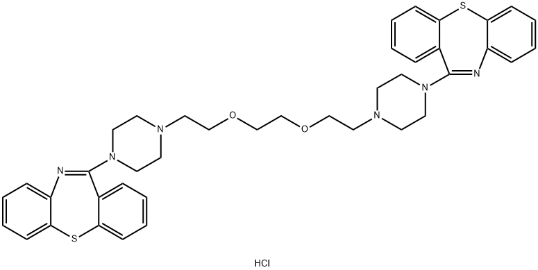 1,2-bis(2-(4-(Dibenzo[b,f][1,4]thiazepin-11-yl)piperazin-1-yl)ethoxy)ethane tetrahydrochloride 구조식 이미지