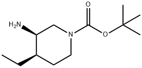2-Methyl-2-propanyl (3R,4R)-3-amino-4-ethyl-1-piperidinecarboxylate Structure
