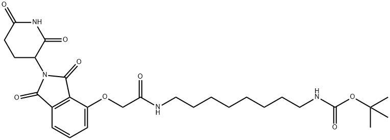 Carbamic acid, N-[8-[[2-[[2-(2,6-dioxo-3-piperidinyl)-2,3-dihydro-1,3-dioxo-1H-isoindol-4-yl]oxy]acetyl]amino]octyl]-, 1,1-dimethylethyl ester Structure