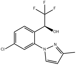 (S)-1-(4-chloro-2-(3-methyl-1H-pyrazol-1-yl)phenyl)-2,2,2-trifluoroethan-1-ol 구조식 이미지