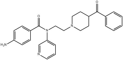 Benzamide, 4-amino-N-[2-(4-benzoyl-1-piperidinyl)ethyl]-N-3-pyridinyl- 구조식 이미지