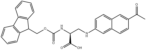 (S)-2-((((9H-fluoren-9-yl)methoxy)carbonyl)amino)-3-((6-acetylnaphthalen-2-yl)amino)propanoic acid Structure