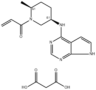 1-((2S,5R)-5-((7H-pyrrolo[2,3-d]pyrimidin-4-yl)amino)-2-methylpiperidin-1-yl)prop-2-en-1-one malonate 구조식 이미지