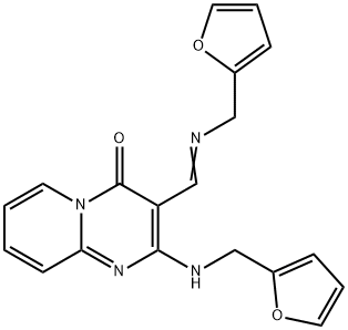 2-[(Furan-2-ylmethyl)-amino]-3-[(furan-2-ylmethylimino)-methyl]-pyrido[1,2-a]pyrimidin-4-one Structure