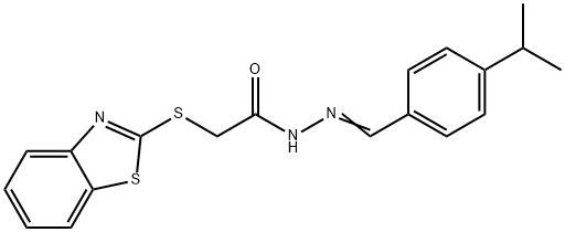2-(1,3-benzothiazol-2-ylsulfanyl)-N-[(E)-(4-propan-2-ylphenyl)methylideneamino]acetamide Structure