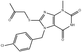 7-(4-chlorobenzyl)-3-methyl-8-((2-oxopropyl)thio)-3,7-dihydro-1H-purine-2,6-dione Structure