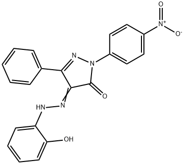 4-[(2-hydroxyphenyl)hydrazono]-2-(4-nitrophenyl)-5-phenyl-2,4-dihydro-3H-pyrazol-3-one 구조식 이미지