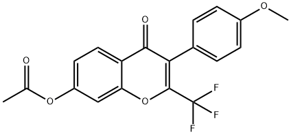 3-(4-methoxyphenyl)-4-oxo-2-(trifluoromethyl)-4H-chromen-7-yl acetate 구조식 이미지