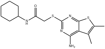 2-((4-amino-5,6-dimethylthieno[2,3-d]pyrimidin-2-yl)thio)-N-cyclohexylacetamide 구조식 이미지