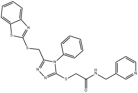 2-((5-((benzo[d]thiazol-2-ylthio)methyl)-4-phenyl-4H-1,2,4-triazol-3-yl)thio)-N-(pyridin-3-ylmethyl)acetamide Structure