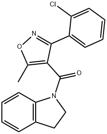 [3-(2-chlorophenyl)-5-methyl-1,2-oxazol-4-yl]-(2,3-dihydroindol-1-yl)methanone Structure