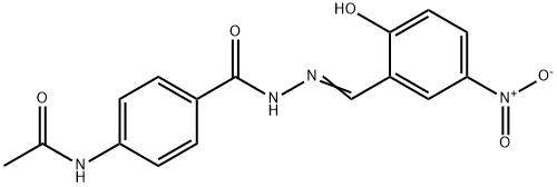 N-(4-{[2-(2-hydroxy-5-nitrobenzylidene)hydrazino]carbonyl}phenyl)acetamide 구조식 이미지