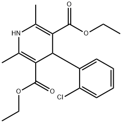 3,5-Pyridinedicarboxylicacid, 4-(2-chlorophenyl)-1,4-dihydro-2,6-dimethyl-, 3,5-diethyl ester 구조식 이미지