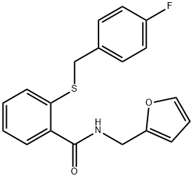 2-[(4-fluorophenyl)methylsulfanyl]-N-(furan-2-ylmethyl)benzamide Structure