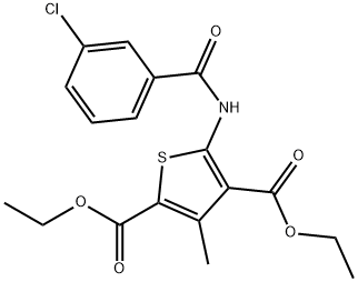 diethyl 5-(3-chlorobenzamido)-3-methylthiophene-2,4-dicarboxylate 구조식 이미지