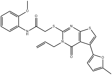 2-((3-allyl-5-(5-methylfuran-2-yl)-4-oxo-3,4-dihydrothieno[2,3-d]pyrimidin-2-yl)thio)-N-(2-methoxyphenyl)acetamide Structure