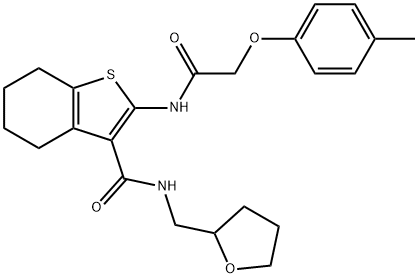 N-((tetrahydrofuran-2-yl)methyl)-2-(2-(p-tolyloxy)acetamido)-4,5,6,7-tetrahydrobenzo[b]thiophene-3-carboxamide 구조식 이미지