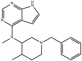 N-(1-benzyl-4-methylpiperidin-3-yl)-N-methyl-7H-pyrrolo[2,3-d]pyrimidin-4-amine 구조식 이미지