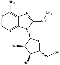 2-(6-amino-8-hydrazinyl-purin-9-yl)-5-(hydroxymethyl)oxolane-3,4-diol 구조식 이미지