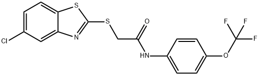 2-[(5-chloro-1,3-benzothiazol-2-yl)sulfanyl]-N-[4-(trifluoromethoxy)phenyl]acetamide 구조식 이미지