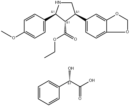 : ethyl (2R,3R,4S)-(+)-2-(4-methoxyphenyl)-4-(1,3-benzodioxol-5-yl)pyrrolidine-3-carboxylate, (S)-(+) mandelate Structure