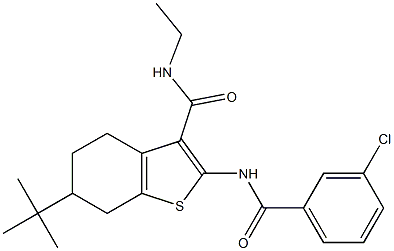 6-tert-butyl-2-[(3-chlorobenzoyl)amino]-N-ethyl-4,5,6,7-tetrahydro-1-benzothiophene-3-carboxamide Structure
