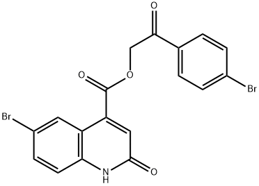 4-Quinolinecarboxylic acid,6-bromo-1,2-dihydro-2-oxo-,2-(4-bromophenyl)-2-oxoethyl ester Structure