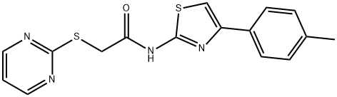 N-[4-(4-methylphenyl)-1,3-thiazol-2-yl]-2-pyrimidin-2-ylsulfanylacetamide 구조식 이미지