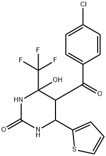 5-(4-chlorobenzoyl)-4-hydroxy-6-(thiophen-2-yl)-4-(trifluoromethyl)tetrahydropyrimidin-2(1H)-one Structure