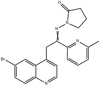 (Z)-1-((2-(6-bromoquinolin-4-yl)-1-(6-methylpyridin-2-yl)ethylidene)amino)pyrrolidin-2-one Structure