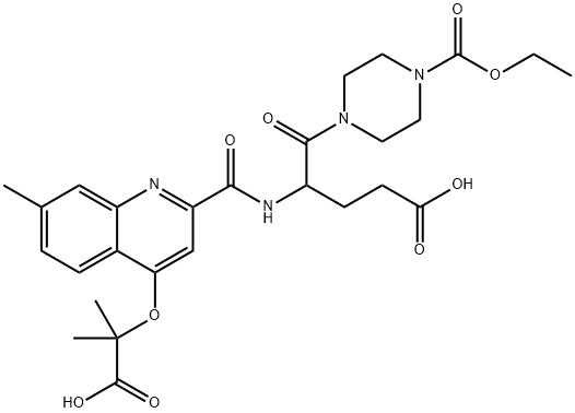 478005-11-7 5-(4-ethoxycarbonylpiperazin-1-yl)-4-[[4-(1-hydroxy-2-methyl-1-oxopropan-2-yl)oxy-7-methylquinoline-2-carbonyl]amino]-5-oxopentanoic acid