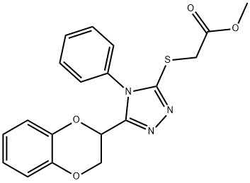 methyl 2-((5-(2,3-dihydrobenzo[b][1,4]dioxin-2-yl)-4-phenyl-4H-1,2,4-triazol-3-yl)thio)acetate Structure