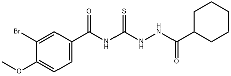 3-bromo-N-{[2-(cyclohexylcarbonyl)hydrazino]carbonothioyl}-4-methoxybenzamide 구조식 이미지