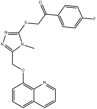 1-(4-fluorophenyl)-2-((4-methyl-5-((quinolin-8-yloxy)methyl)-4H-1,2,4-triazol-3-yl)thio)ethan-1-one 구조식 이미지