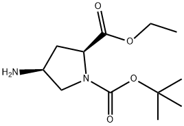 4-amino-1,2-Pyrrolidinedicarboxylic acid 1-(1,1-dimethylethyl) 2-ethyl ester, (2S,4S) Structure