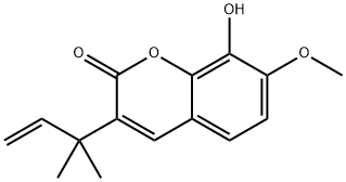 3-(1,1-Dimethylallyl)-8-hydroxy-7-methoxycoumarin 구조식 이미지