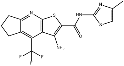 3-amino-N-(4-methylthiazol-2-yl)-4-(trifluoromethyl)-6,7-dihydro-5H-cyclopenta[b]thieno[3,2-e]pyridine-2-carboxamide 구조식 이미지
